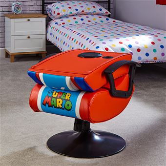 Chaise De Jeu X-Rocker Mario - Version Junior - Simili Cuir Rouge - Officielle Nintendo