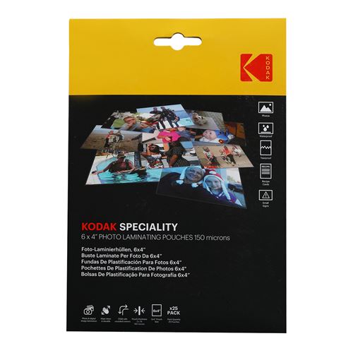 Pack de 25 Pochettes de plastification Kodak pour photo 6x4 Blanc
