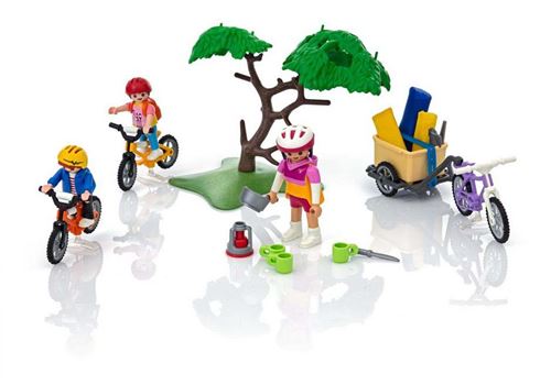 PLAYMOBIL - Cycliste avec vélo et remorque avant - Ferme - Jouet pour enfant  de 4 ans et plus blanc - Playmobil