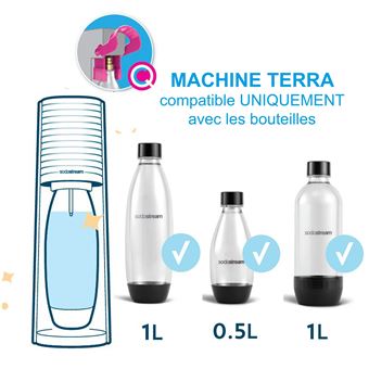 Pack Machine à soda et eau gazeuse Sodastream Terra Noir avec 1 cylindre et 1 bouteille