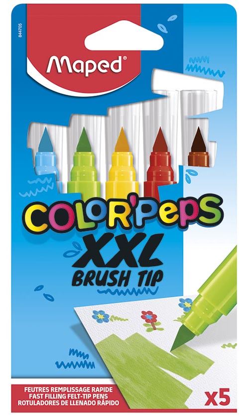 Maped Multicolore Feutres Jumbo Xxl Brush Colorpeps 5 Pièces