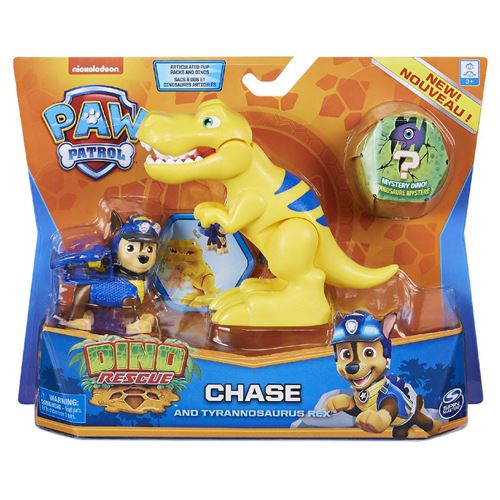 Pack de 2 figurines Paw Patrol Dino Rescue Chase et un dinosaure surprise