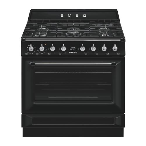 Smeg Centre De Cuisson ''Victoria'' , 90 Cm, 5 Bruleurs Gaz Dont 1 Ultra-Rapide 5 Kw, Securite Thermocouples, Four Multifonction, Vapor Clean 115 Litres Net, Porte Temperee Triple Vitre A Fermeture Douce, Porte Interieure Demontable, Classe A