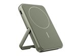 Magnetic Wireless Powerbank 5000mAh Dried Green - Fresh ''n Rebel - 2PBM5000DG.Compatible avec les iPhones MagSafe (iPhone 12 et modeles ulterieurs). Support iPhone integre.Conforme aux normes des compagnies aeriennes.