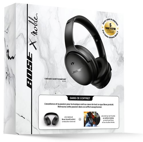 Pack Casque Sans Fil Bose Quietcomfort Avec Réducteur De Bruit Noir + Vinyle Noble Exclusivité