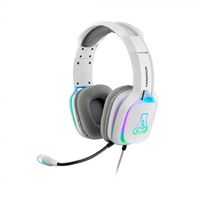 Casque pour console Konix Casque gaming filaire Geek Girl Crystal Blanc et  rose