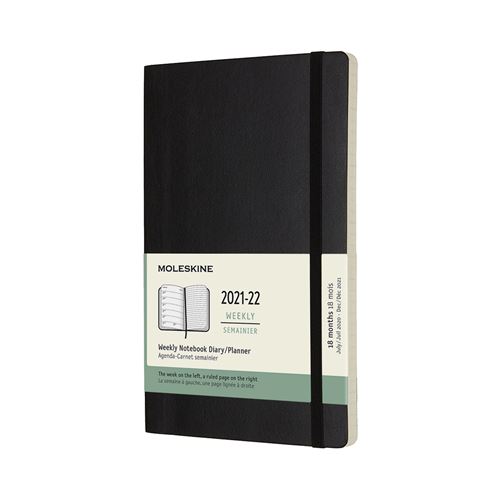 Agenda scolaire semainier Moleskine Couverture souple 2021-2022 Noir