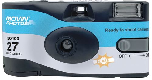 Appareil Photo Jetable 27 Poses ISO400 Movincam – Flash Intégré, Prêt à l'Emploi