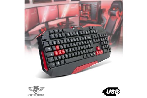 Clavier Gaming Spirit Of Gamer Pro-K3 RED Noir et Rouge