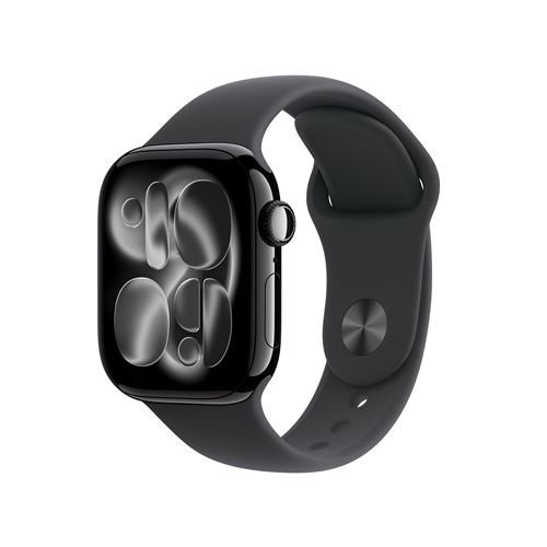 Apple Watch Series 11 GPS + Cellular 42mm Boitier en Aluminium Noir de Jais avec Bracelet Sport Noir S/M