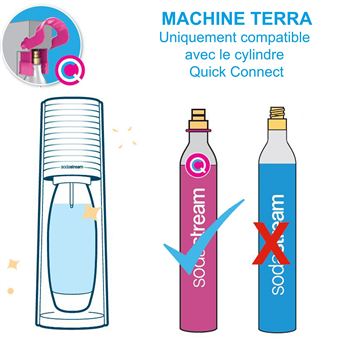 Pack Machine à soda et eau gazeuse Sodastream Terra Blanc avec 1 cylindre  et 1 bouteille