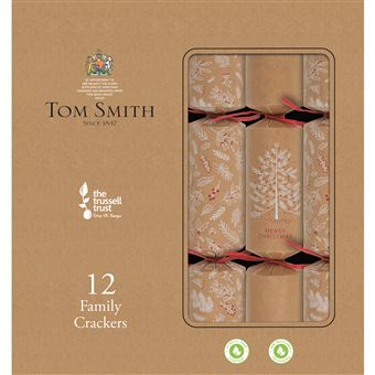 Boîte de 12 crackers Tom Smith Christmas Kraft et Rouge