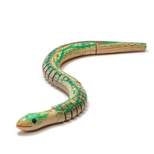 Figurine Keycraft Serpent en bois Vert et Beige - Keycraft