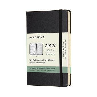 Agenda scolaire semainier Moleskine Pocket Couverture rigide 2021-2022 Noir