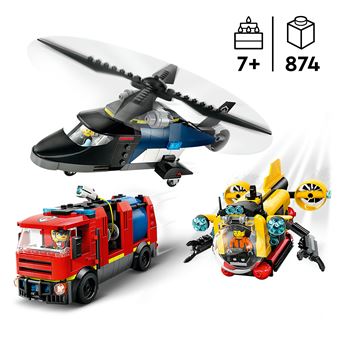 Helicoptere, camion de pompiers et sous-marin modulable