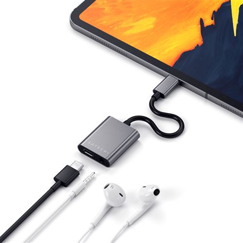 Adaptateur Satechi USB Type-C vers audio Jack 3.5 mm Gris Sidéral