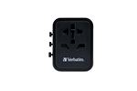 Adaptateur de voyage universel Verbatim UTA-01 avec 2 x ports USB-A Noir