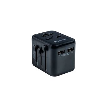 Adaptateur de voyage universel Verbatim UTA-01 avec 2 x ports USB-A Noir