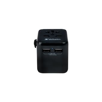 Adaptateur de voyage universel Verbatim UTA-01 avec 2 x ports USB-A Noir