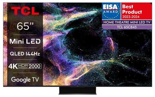 TV QLED Mini Led Tcl 65C845 165 Cm 4K UHD Smart TV Aluminium Brossé