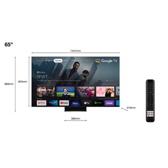 TV QLED Mini LED Tcl 65C845 165 cm 4K UHD Smart TV 2023 Aluminium brossé