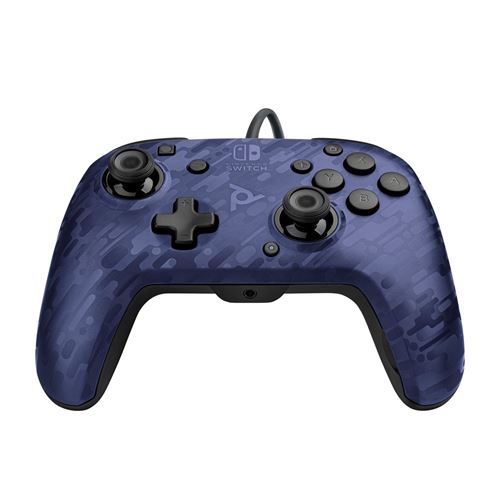 Manette Nintendo Switch filaire PDP Faceoff Deluxe+ Audio Camouflage Bleu