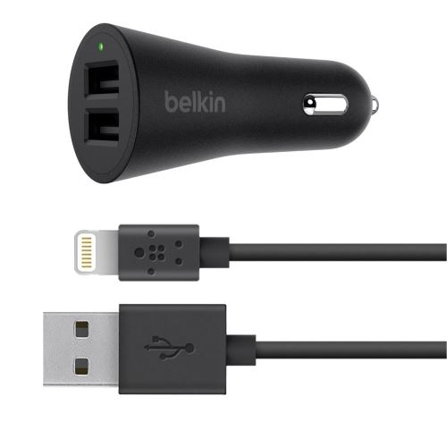 Chargeur Voiture Belkin avec Câble Lightning 1.2 m Noir