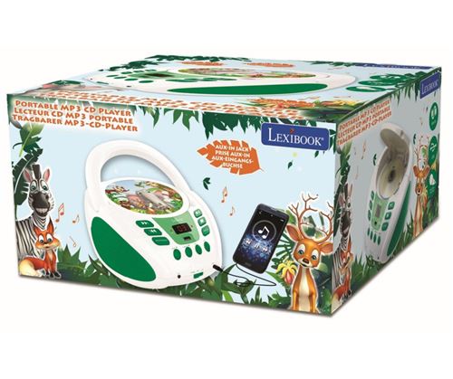 Lecteur CD portable Lexibook Animaux avec Port USB et prise Aux In