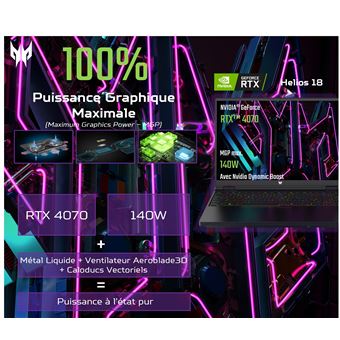 PC Portable Gaming Acer Predator Helios 18 PH18-71-75MH 18" Intel Core i7 16 Go RAM 1 To SSD Noir abyssal