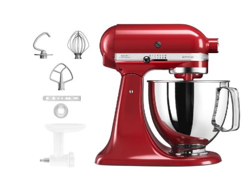 Robot pâtissier KitchenAid Artisan 5KSM125ER avec accessoires pour cookies 300 W Rouge