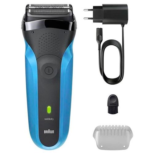 Rasoir Électrique Braun Series 3 - Bleu et Noir - Autonomie 30 Minutes - Charge Rapide 5 Minutes