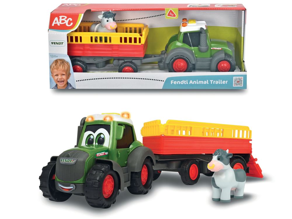 Dickie Toys ABC 204119001 Tracteur forestier de 65 cm Fendt avec remorque, Bras articulé avec Fonction de Pince Manuelle, Pelle Mobile, lumière et Son, Convient pour Les Enfants à partir de 1