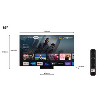 TV QLED Mini LED Tcl 85C845 214 cm 4K UHD Smart TV 2023 Aluminium brossé