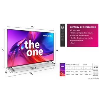 Philips The One 85PUS8808 - Classe de diagonale 85" 8800 Series TV LCD rétro-éclairée par LED - Smart TV - Android TV - 4K UHD (2160p) 3840 x 2160 - HDR