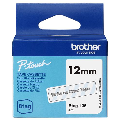 PTOUCH Band weiss/transp. n.laminiert BTAG-135 PT-N10/N20/N25BT 12 mm