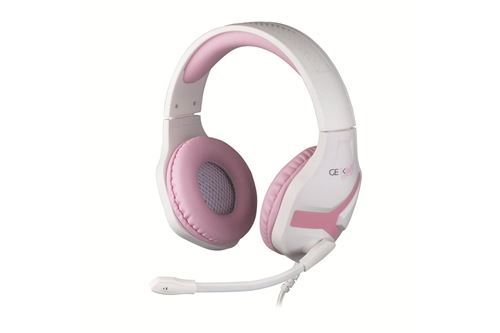 Casque gaming filaire Konix Geek Girl Crystal Blanc et rose