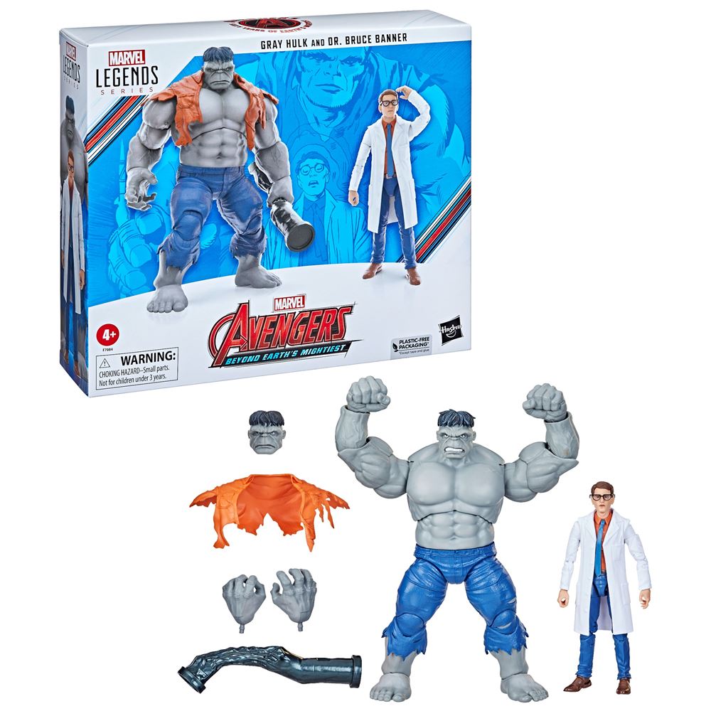 Figurines Avengers Marvel Legends Series Gray Hulk et Dr Bruce Banner