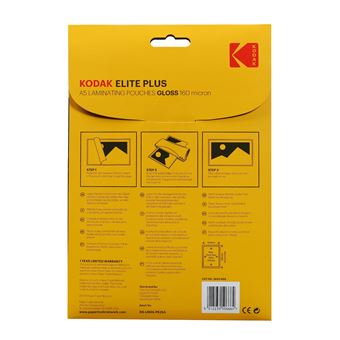 Kodak Pochette de plastification A5 x 25 - 160 mcn - Brillant