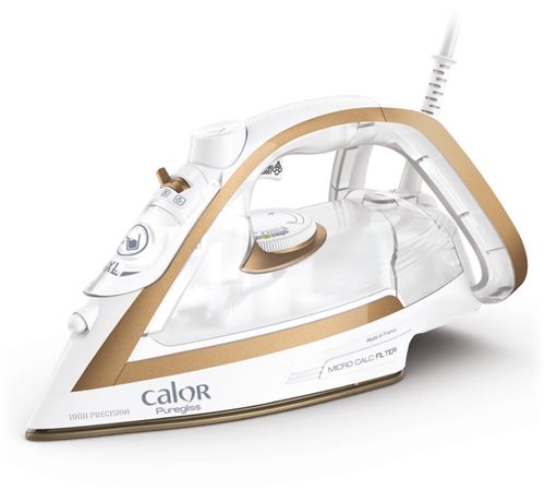 Fer À Repasser Vapeur Calor Puregliss 2900 W Fv8042C0 Reconditionné Blanc Et Or