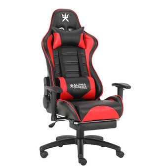 Chaise De Bureau Gaming Alpha Omega Players Imperium Noir Et Rouge Achat Prix Fnac