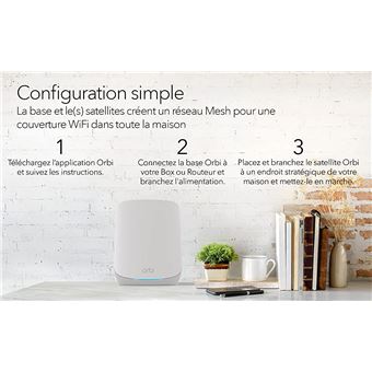 NETGEAR Orbi RBK762S - Système Wi-Fi (routeur, rallonge) - jusqu'à 5000 pieds carrés - maillage - GigE - Wi-Fi 6 - Tri-bande