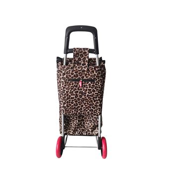 CHARIOT DE COURSES LEOPARD100% POLYESTER 600DDimensions du produit : 33*38.5*95CMPochettes zippees arriere et interieure2 Grandes roues Capacite : 50L