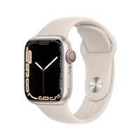 Apple Watch Series 7 GPS + Cellular, boîtier Aluminium Lumière Stellaire 41mm avec Bracelet Sport Lumière Stellaire