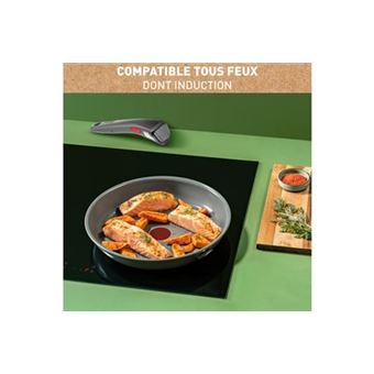 Set de 2 poêles Tefal Ingenio Renew avec 1 Poignée amovible L2629202 Gris Hippo Premium