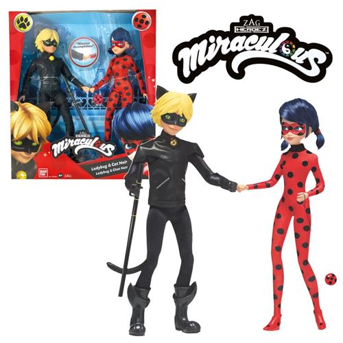 Pack de 2 poupées Miraculous Ladybug et Chat Noir 26 cm