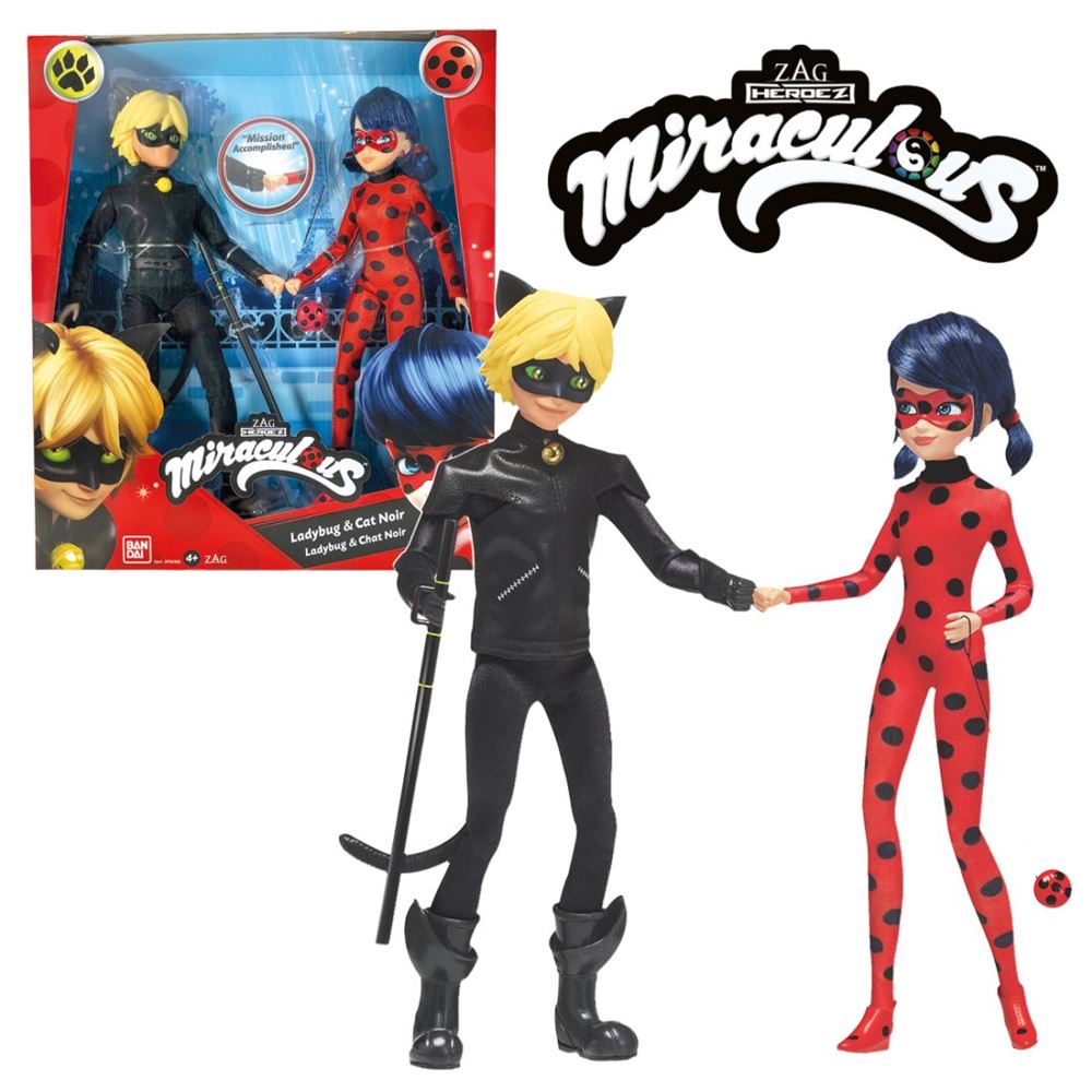 Pack De 2 Poupees Miraculous Ladybug Et Chat Noir 26 Cm Poupee Achat Prix Fnac