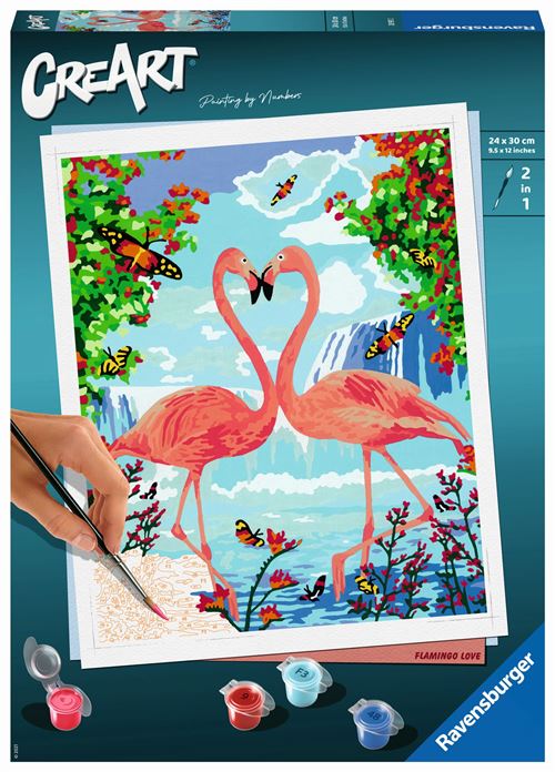 Peinture Au Numéro Ravensburger Creart Format Grand Flamant Rose Amoureux