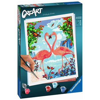 Peinture au numéro Ravensburger Creart Format Grand Flamant Rose Amoureux