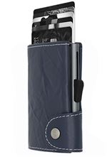 Porte-cartes en cuir C-Secure Bleu Marine et Gris