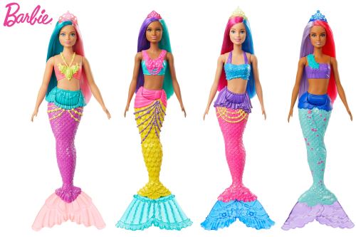 Barbie Poupée Sirène Dreamtopia Blonde Scintillante, 30 Cm, avec Fonction Lumineuse Au Contact De L'Eau Et Cheveux À Mèches Roses, Jouet pour Enfant de 3 Ans et Plus, HDJ36 : MAX